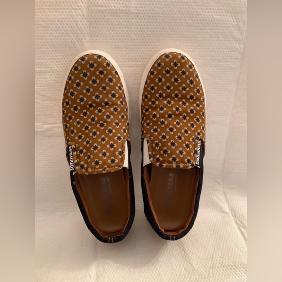 DSQUARED2 Canvas / Denim Brown & Navy Slip On Sneaker Mens 41 EU-8 US RARE H2F‍‍ - Picture 8 of 11